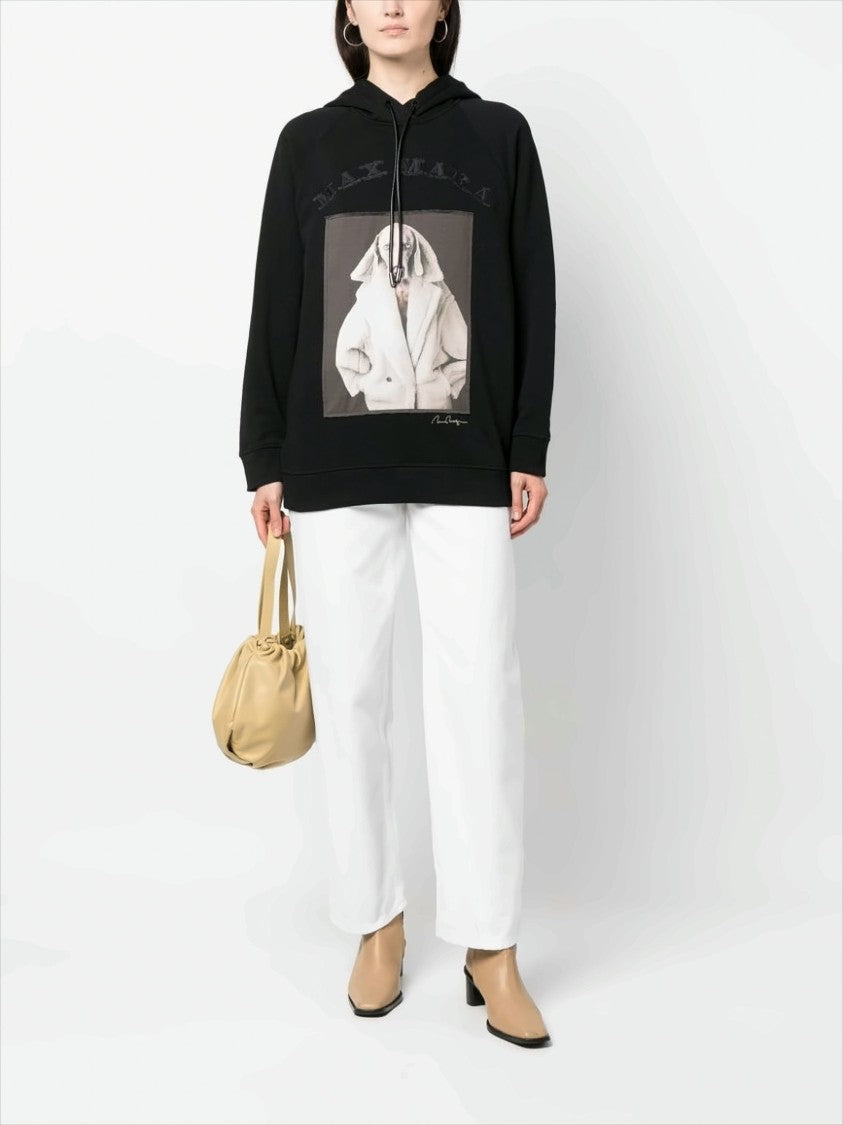 Max Mara Graphic Black Cotton Hoodie