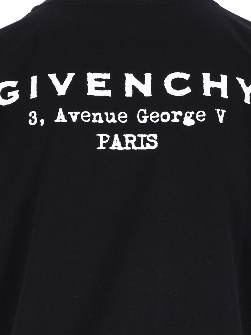 Givenchy Black Cotton T-Shirt With Contrasting Logo Prints