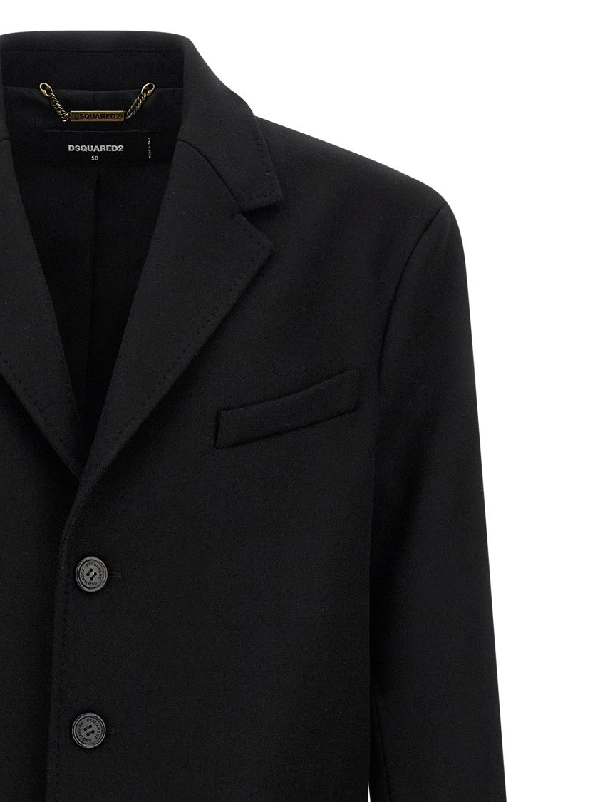 Dsquared2 Single-Breasted Midi Coat With Monogram Lining