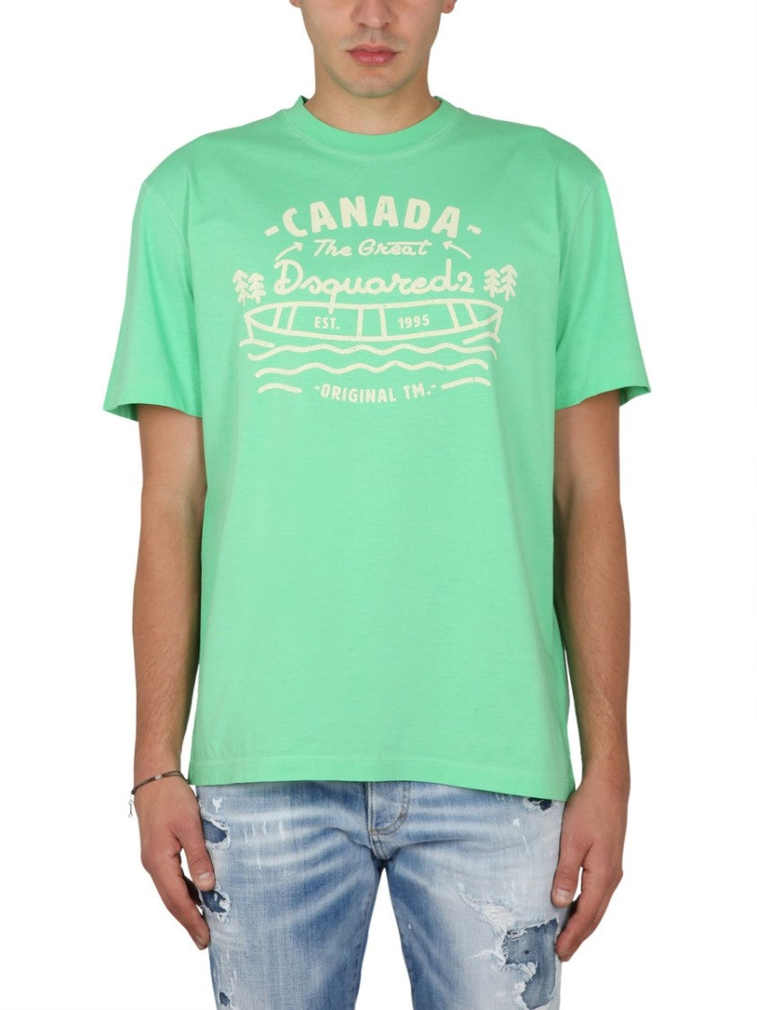 Dsquared2 Vibrant Green Logo Print Tee
