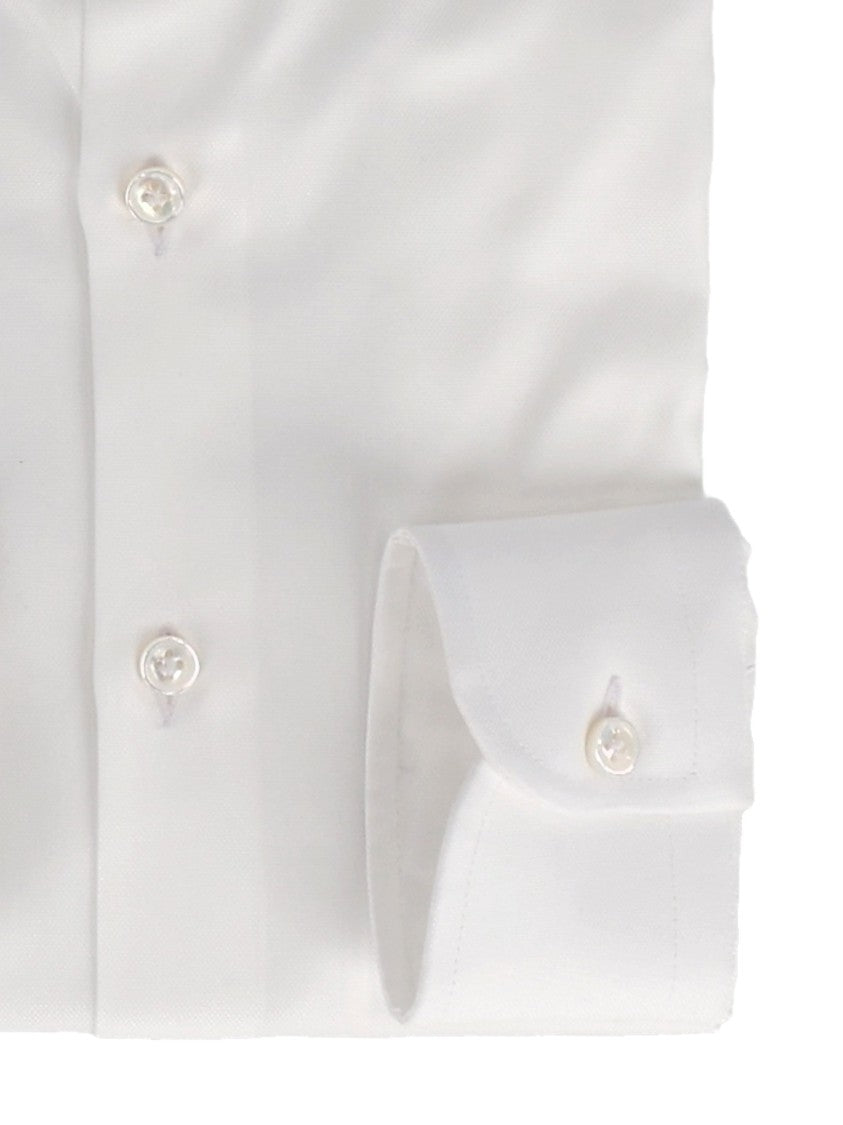 Sonrisa Crisp White Cotton Dress Shirt With Pointed Collar