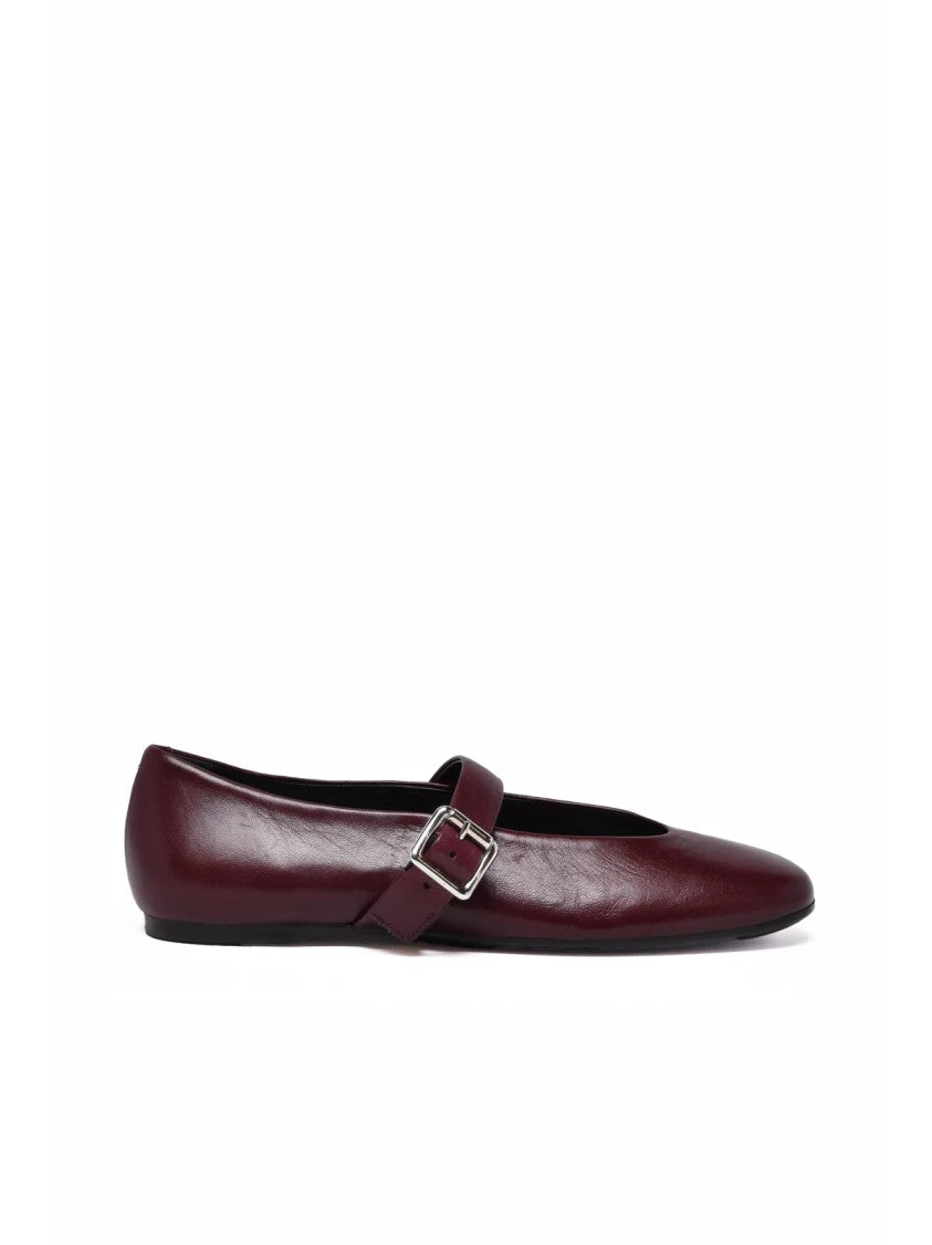 Guglielmo Rotta Red Leather Buckle Flats
