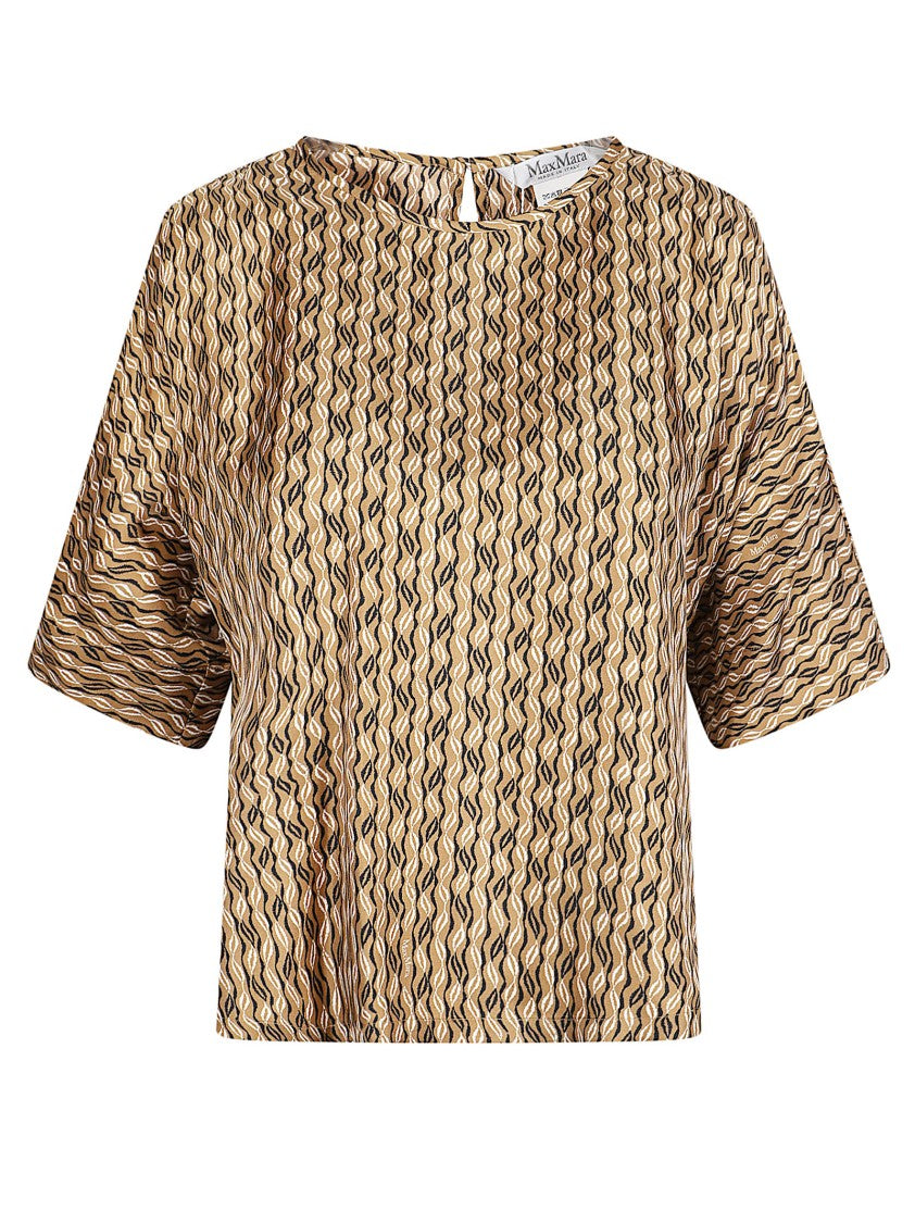 Max Mara Short-Sleeved Silk Jacket With All-Over Wavy Pattern