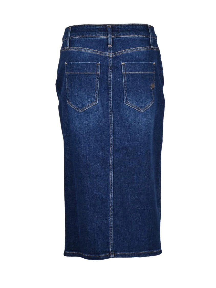 Shaft Blue Denim Midi Skirt