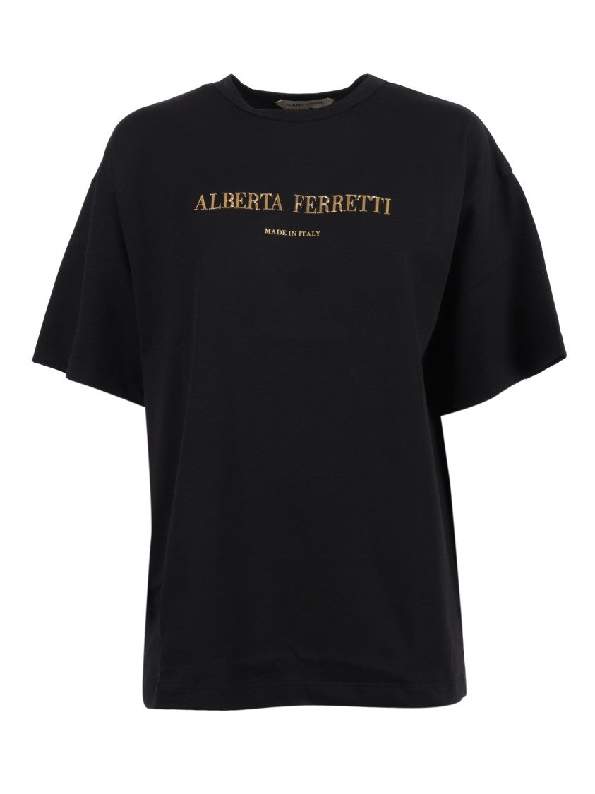 Alberta Ferretti Relaxed Fit T-Shirt With Metallic Logo