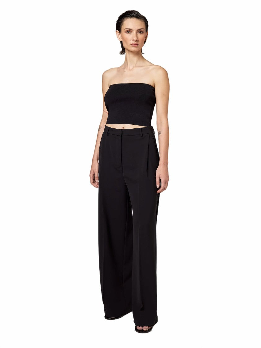 Alpha Studio High-Waisted Pleated Cadì Wide-Leg Pants