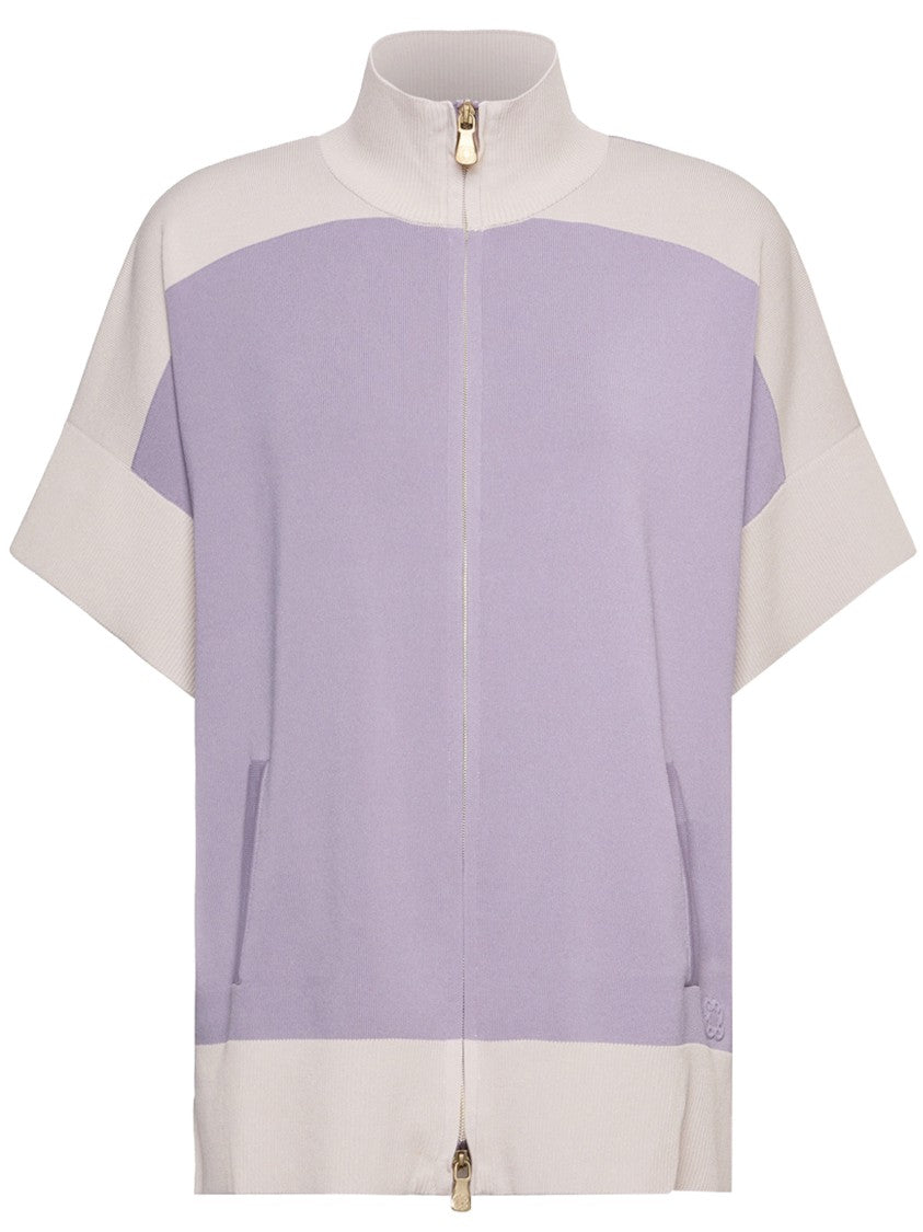 Elena Miro` Cape Relaxed Fit Lavender/Beige Zip Jacket
