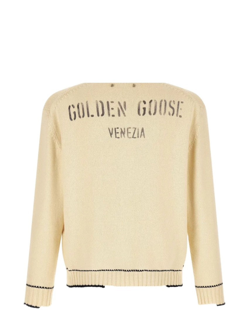 Golden Goose Beige Cotton Polo Sweater