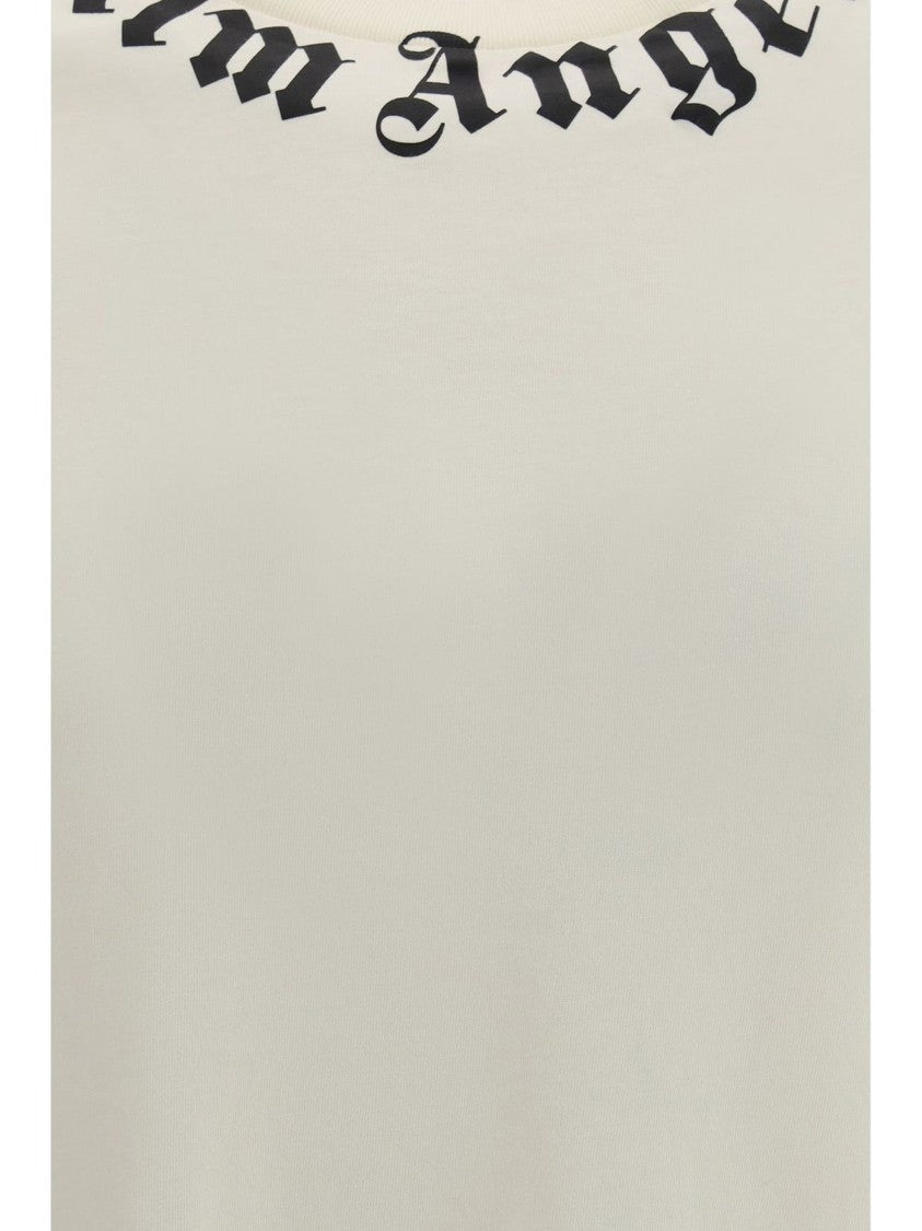 Palm Angels White Crewneck Logo Cotton T-Shirt