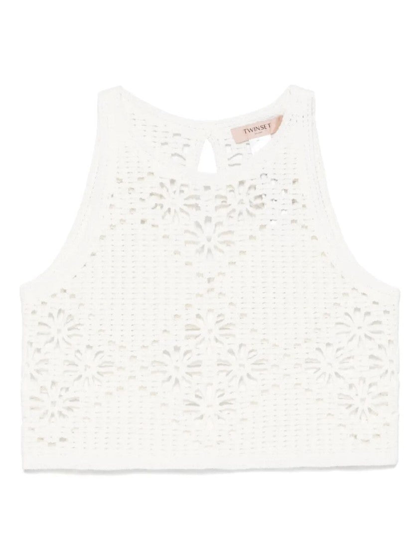Twin-Set Floral Crochet Sleeveless Top