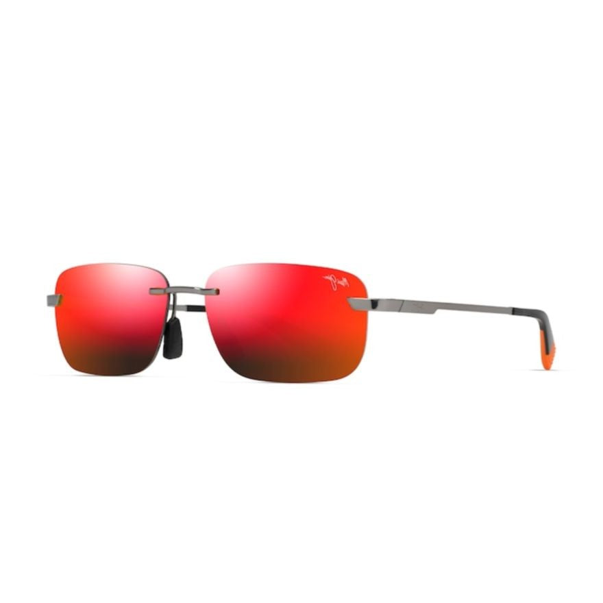 Maui Jim Lanakila Sporty Rimless Sunglasses With Rectangular Mirrored Lenses