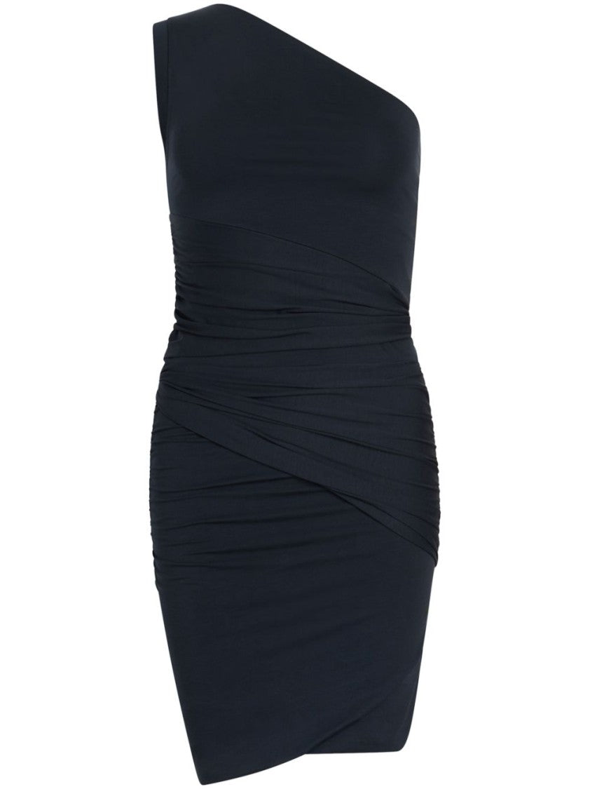 Patou Midnight Blue Asymmetric Gathered Midi Dress
