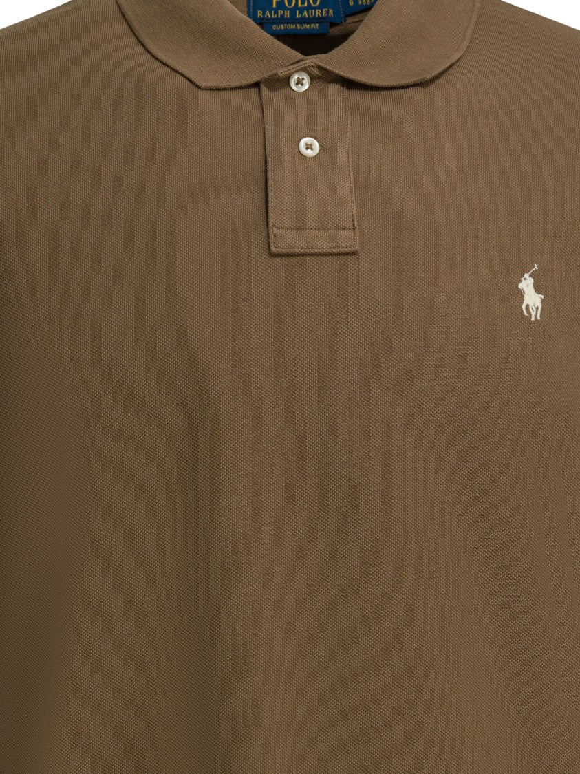 Polo Ralph Lauren Solid Brown Polo Shirt With Traditional Collar And Embroidered Logo