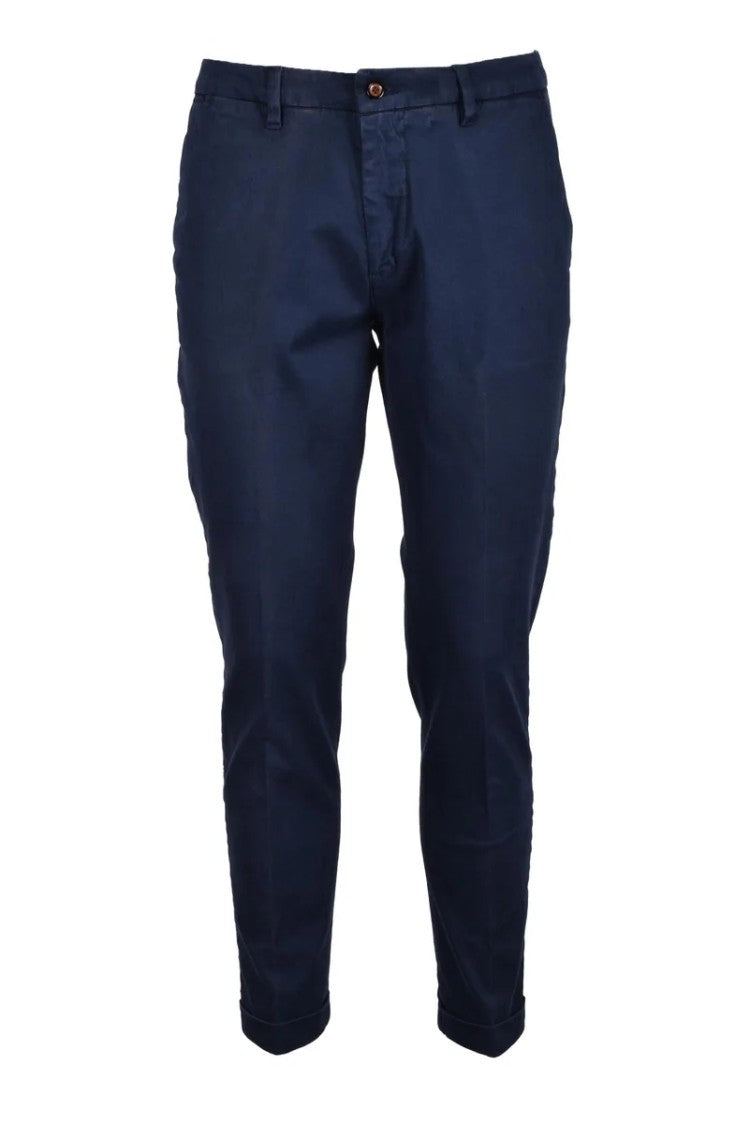 Laboratori Italiani Slim-Fit Blue Trousers With Tapered Leg And Subtle Sheen