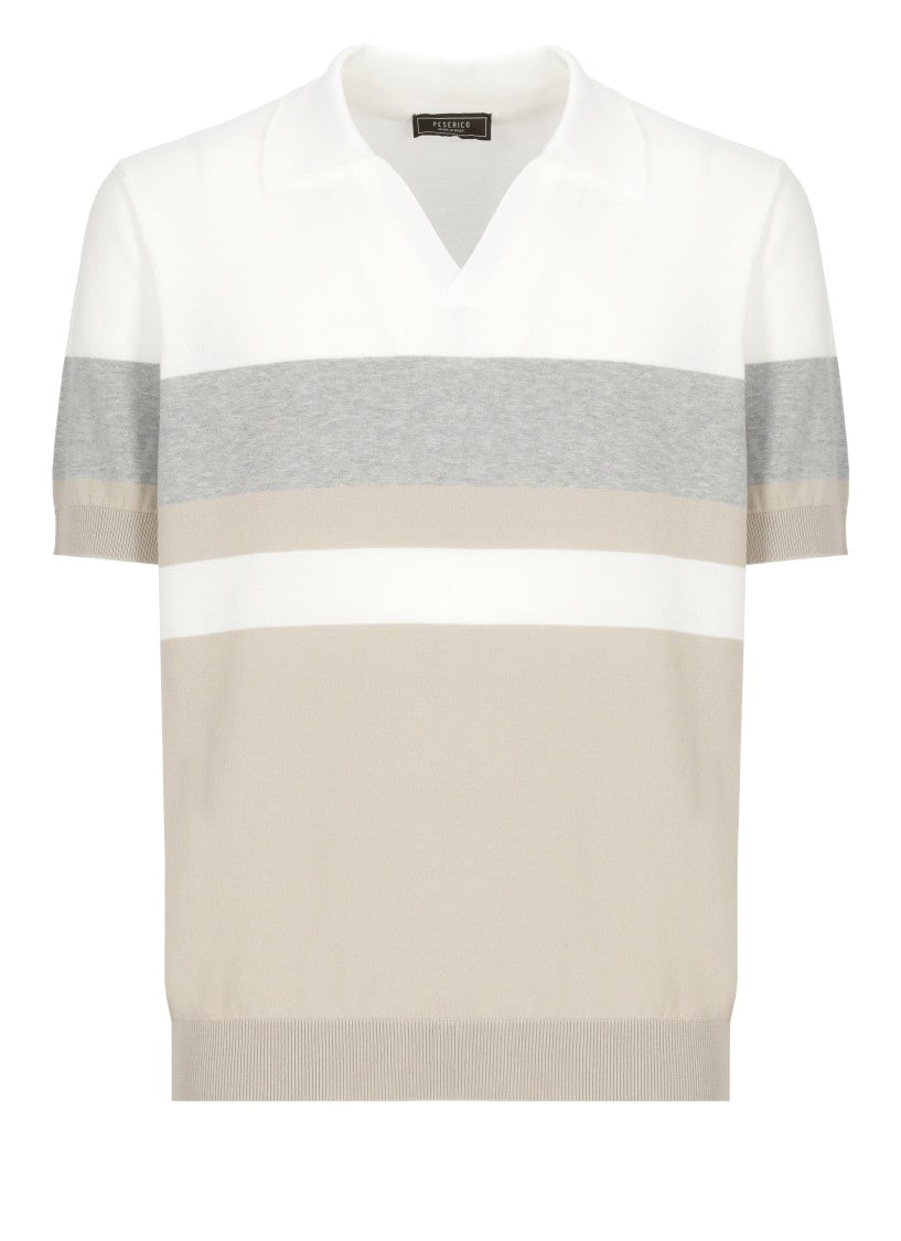 Peserico White Cotton Polo Shirt