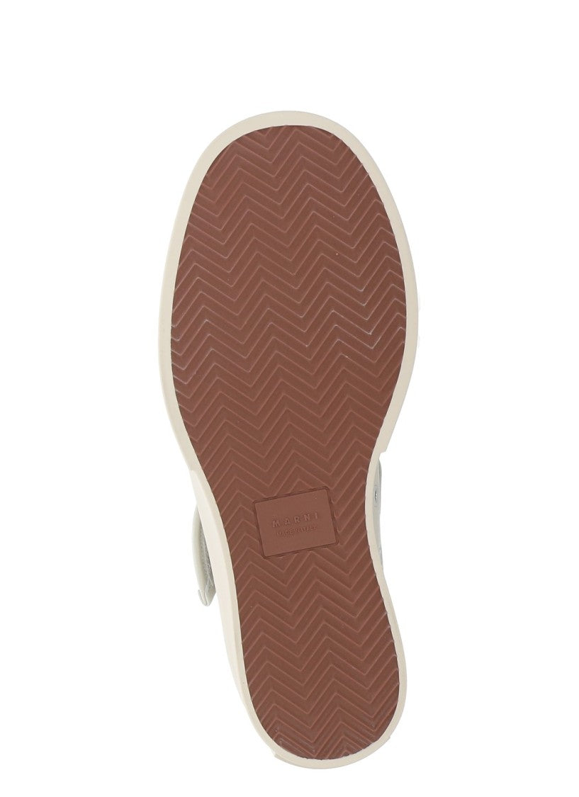 Marni Ivory Mary Jane Velcro Leather Sneakers