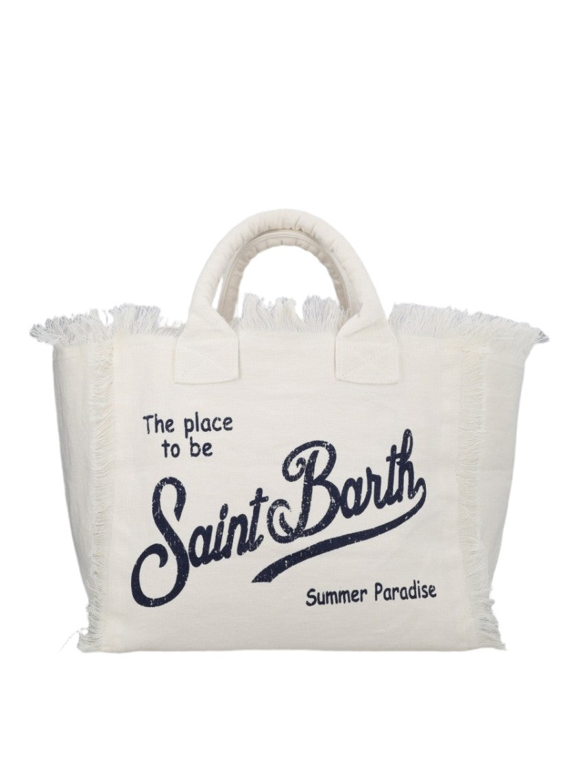 Mc2 Saint Barth Off-White Frayed Edges Tote Bag