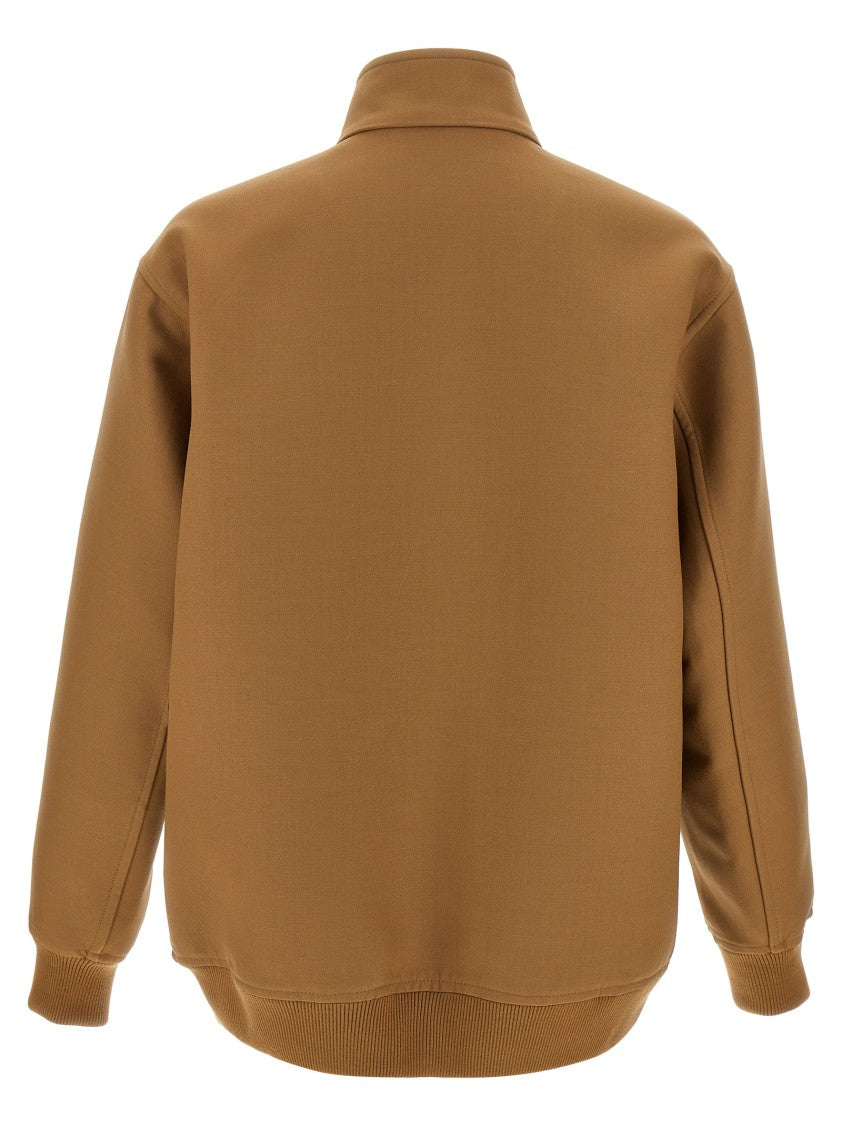 Gucci Stretch Ribbed Knit Wool Jacket With Gg Monogram Lining