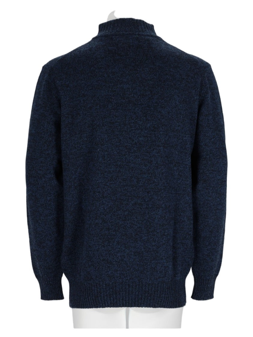 Barbour Midnight Blue Zippered Textured Wool Sweater