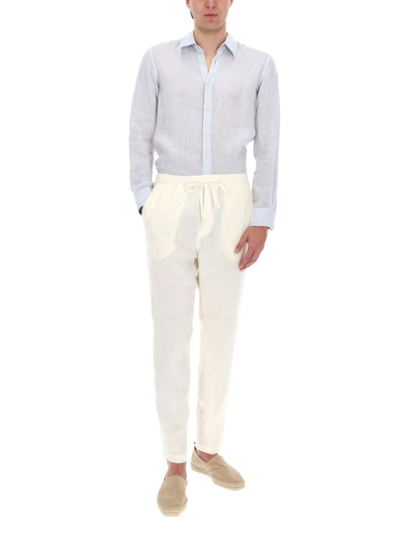 120% Lino Linen Drawstring Soft Straight-Leg Pants