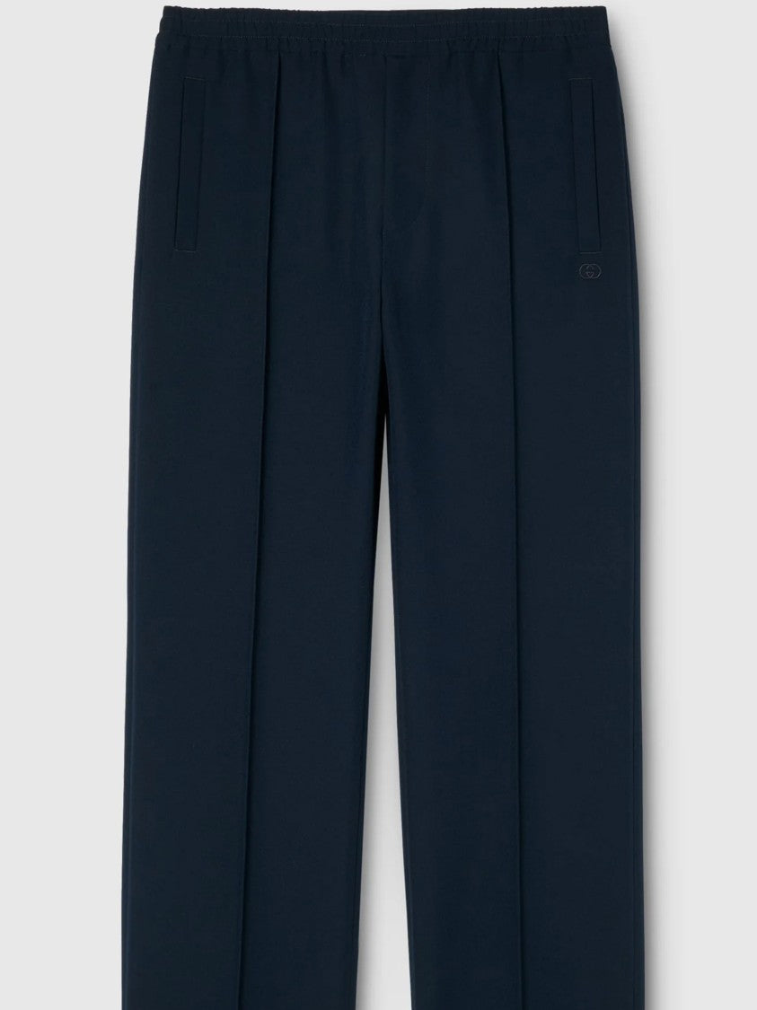 Gucci Blue Straight-Leg Drawstring Side Slit Pants