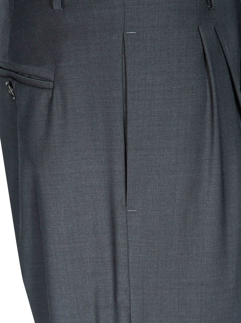 Amaranto Tailored Buttoned Waist Pleated Formal Pants
