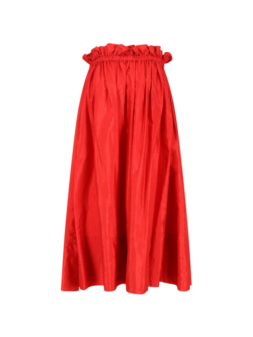 Jil Sander Silk Blend Midi Skirt – Red