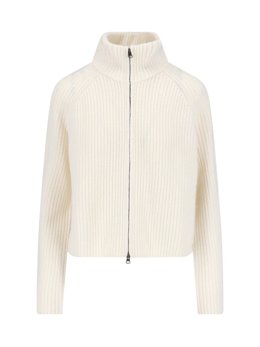 Lisa Yang "Sadie" Zip-Up Sweater Cream