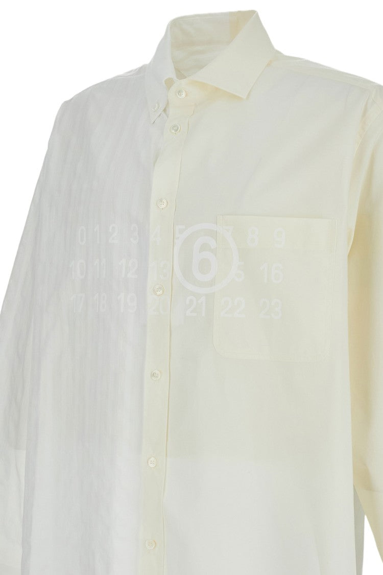 Mm6 By Maison Margiela Numeric Signature Long-Sleeved Two-Tone Shirt With Asymmetric Hem