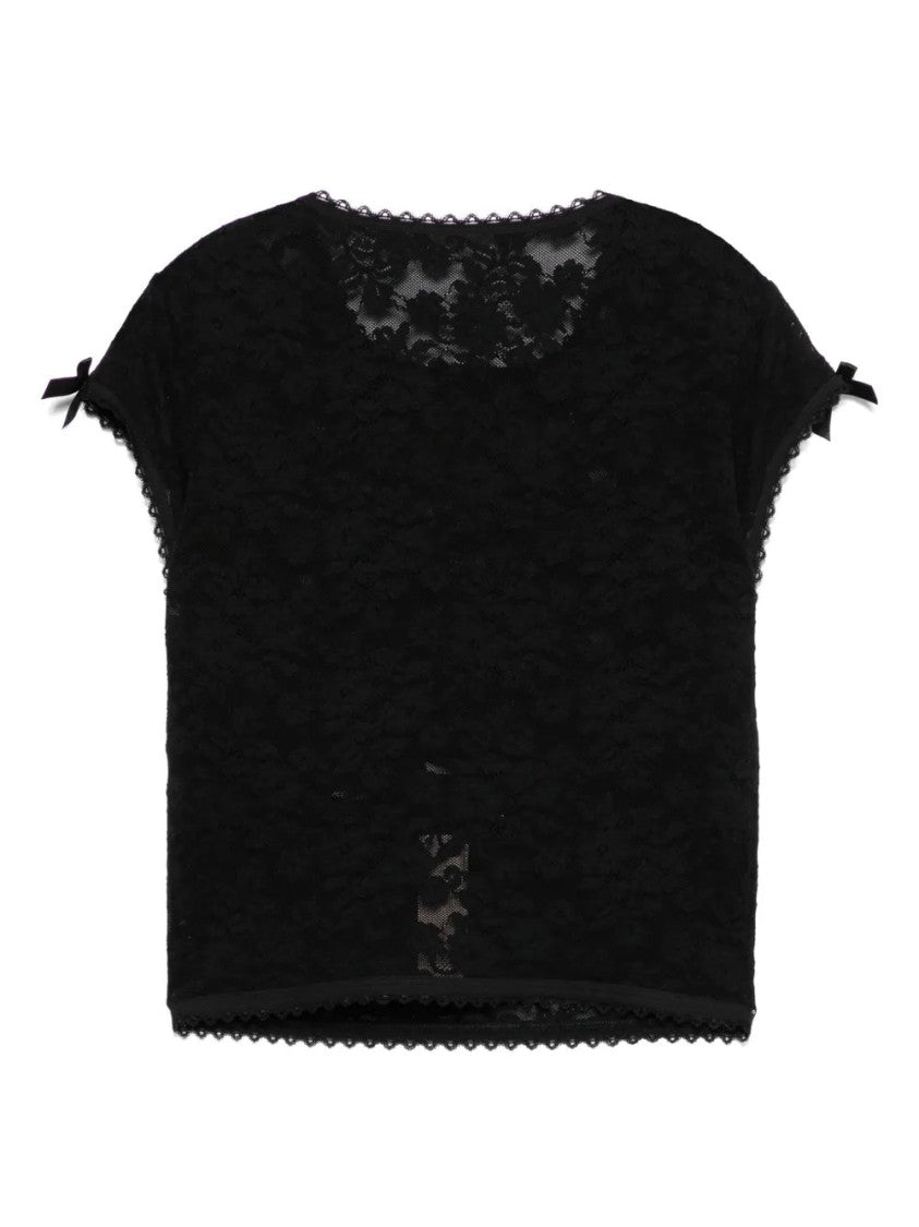 Agent Provocateur Black Frankie Cropped Lace Nylon T-Shirt