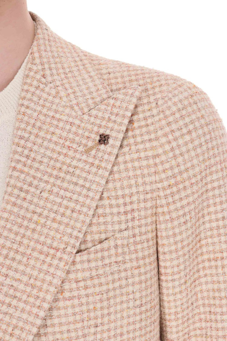 Tagliatore Pino Lerario Houndstooth Cotton-Silk-Linen Blazer