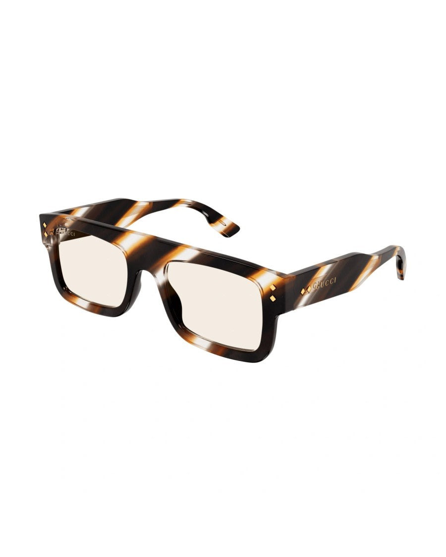 Gucci Bold Havana Sunglasses With Yellow-Brown Lenses