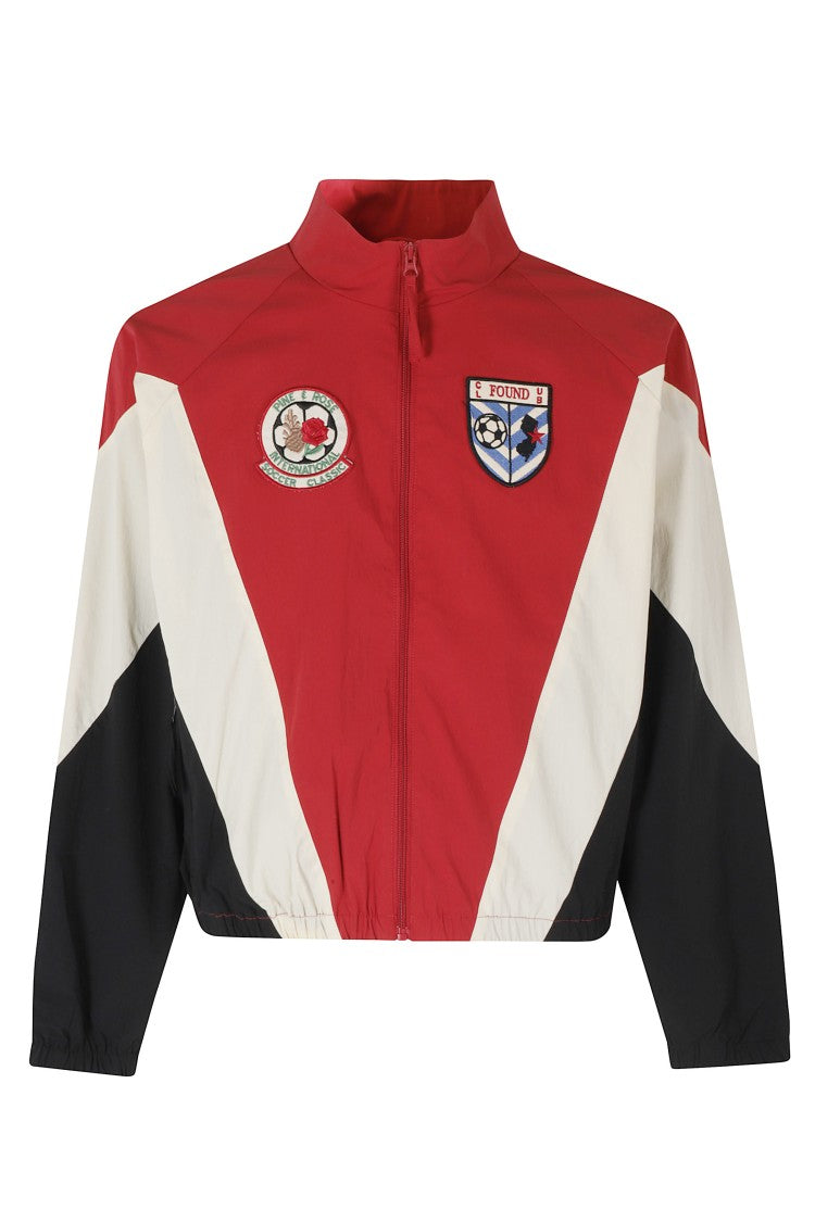 Found Red Pine And Rose High-Collar Patch Nylon-Blend Jacket