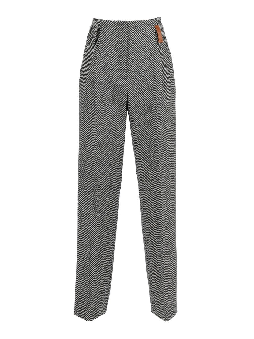 Forte Forte High-Waisted Chevron Wool Trousers