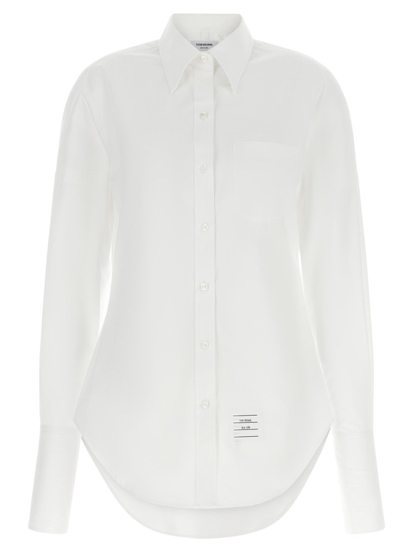 Thom Browne Button-Down Cotton Shirt With Mother-Of-Pearl Closure