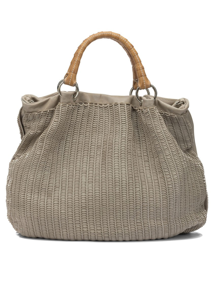 Giancarlo Nevola Woven Leather Handbag With Structured Handles And Zippered Compartments