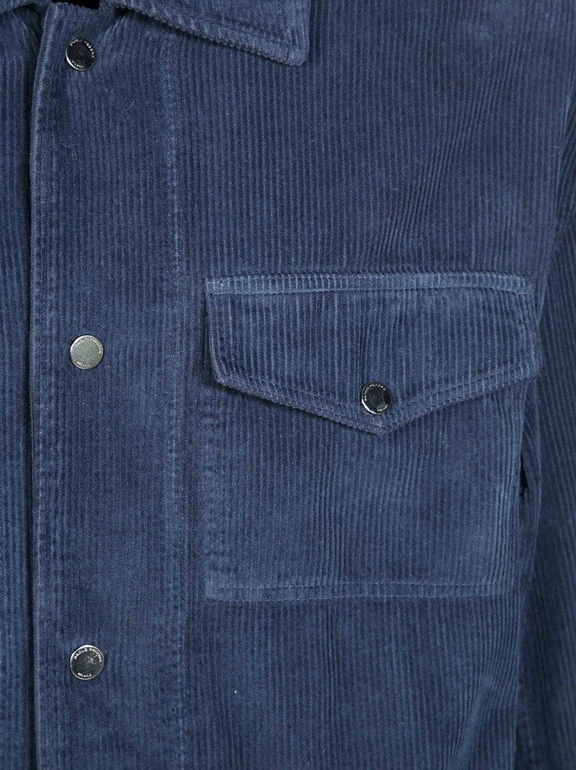 Paolo Pecora Blue Corduroy Boxy Button-Down Shirt