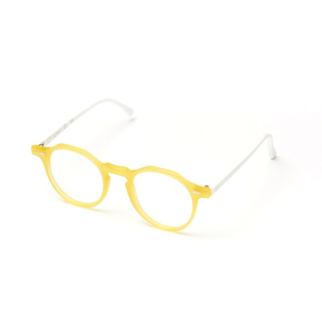 Kador Justin Translucent Yellow Round Frame Eyeglasses With White Temples