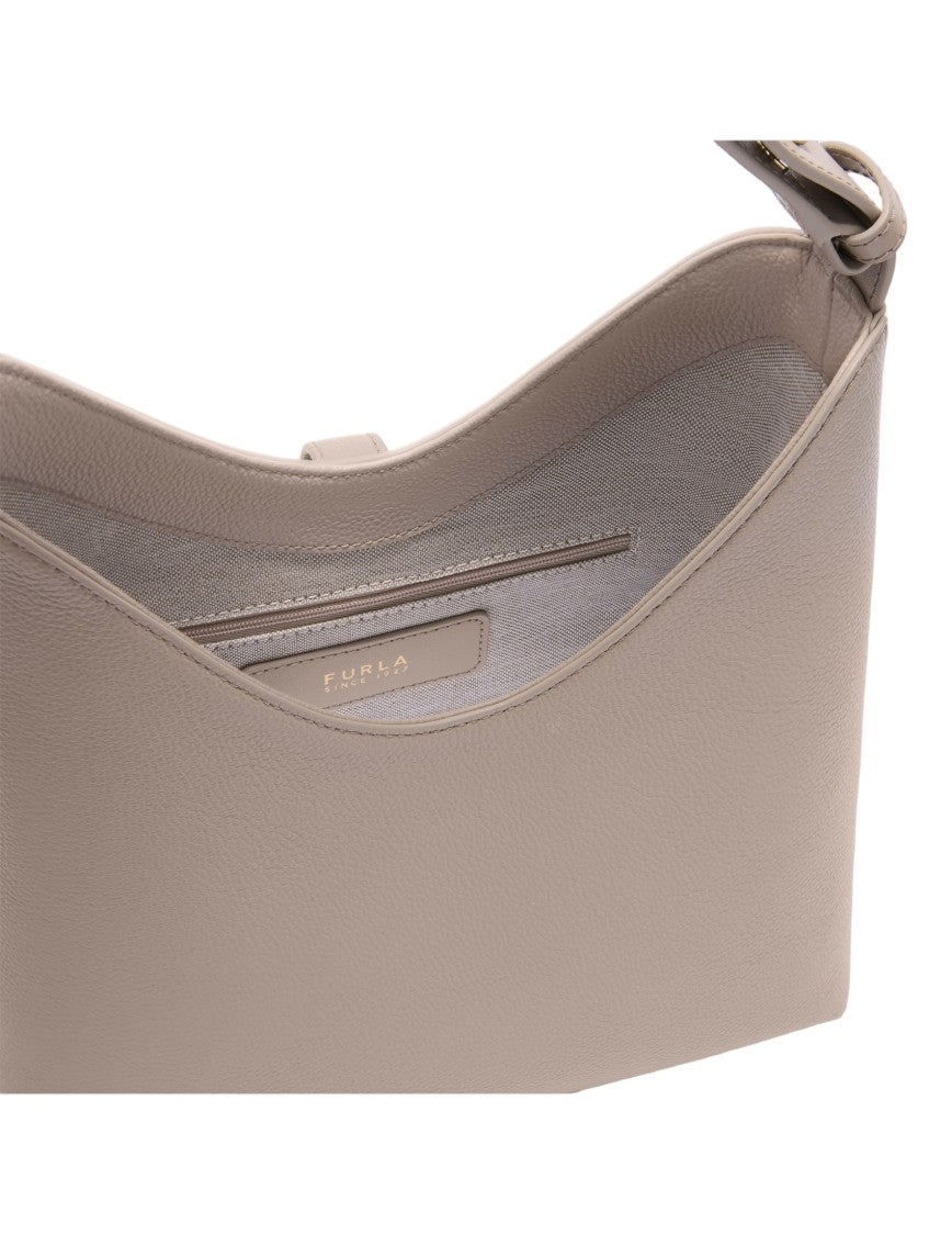 Furla Structured Hobo Bag In Smooth Linen Calfskin Leather