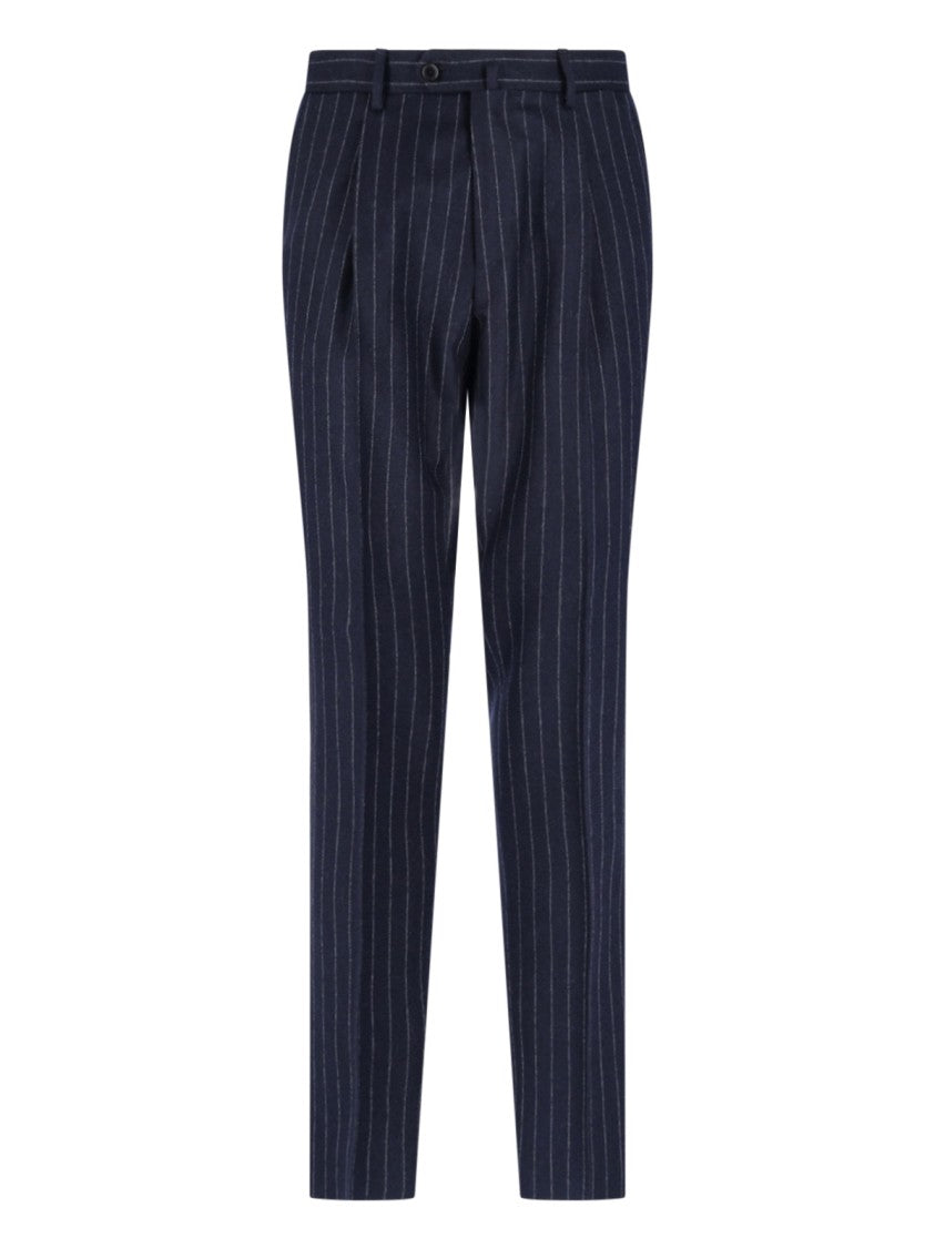 Caruso Blue Pinstripe Peak-Lapel Double-Breasted Suit