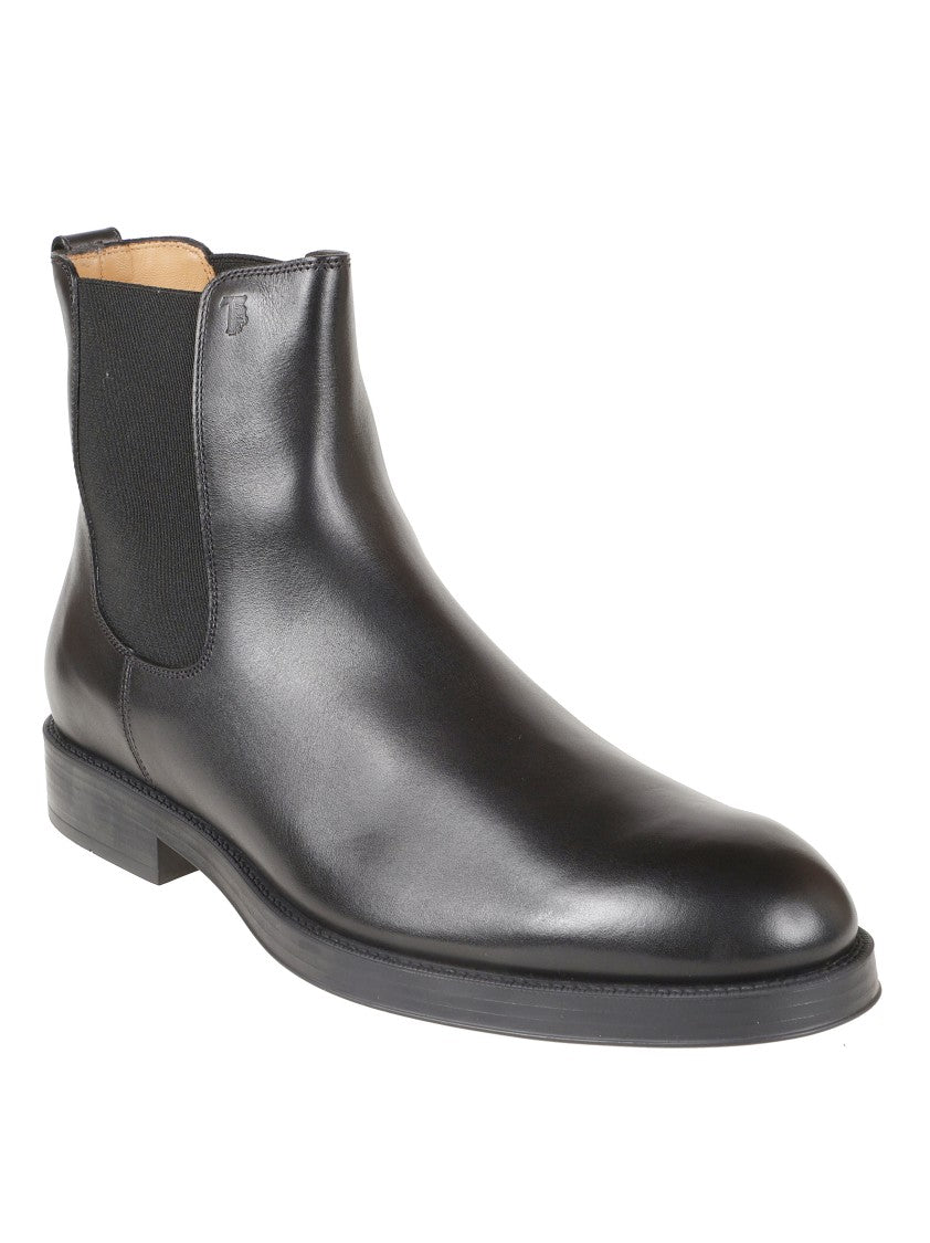 Tod's Smooth Leather Ankle Boots With Elastic Side Panels