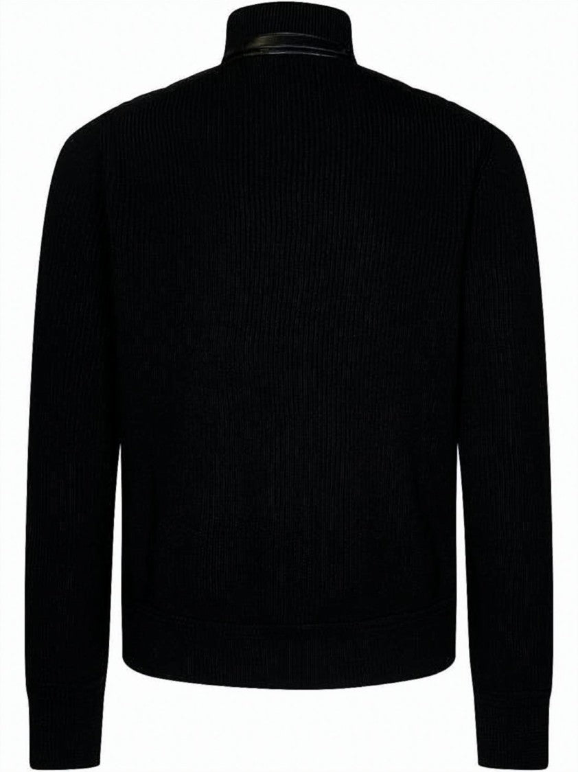 Tom Ford Quilted Front Panel Zip-Up Knit With Ribbed Sleeves