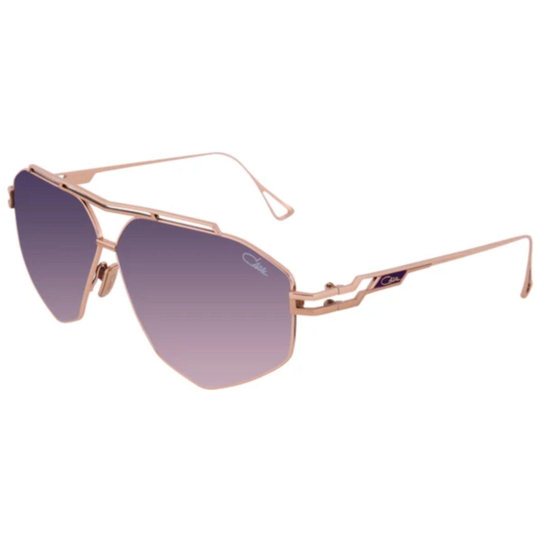 Cazal Mod 9500 Geometric Rose Gold Titanium Sunglasses With Gradient Purple Lenses