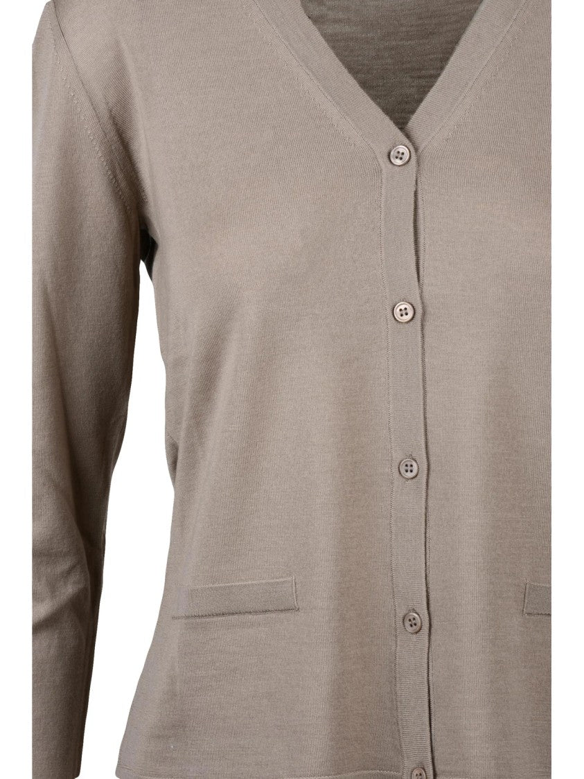 Max Mara V-Neck Button-Down Cardigan With Cropped Fit And Minimalist Design