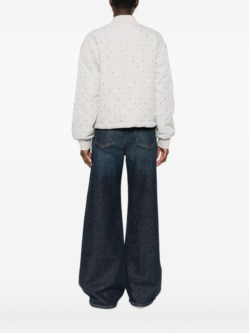 Pinko Cropped Quilted Jacket With Diamond Pattern