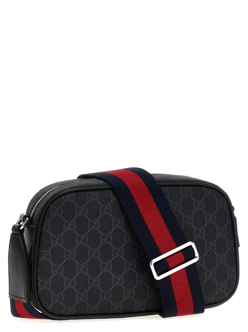 Gucci Gg Fabric Crossbody Bag With Leather Accents