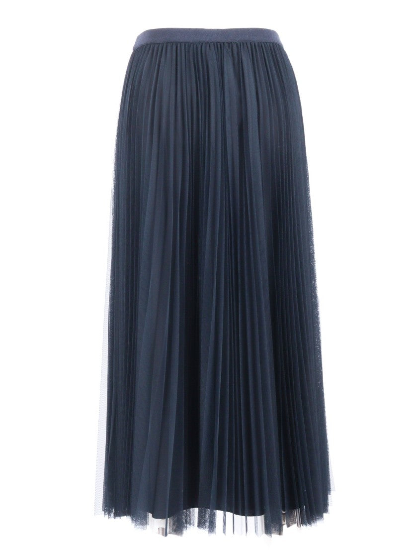 Fabiana Filippi Night Blue Wide Pleated Tulle Skirt