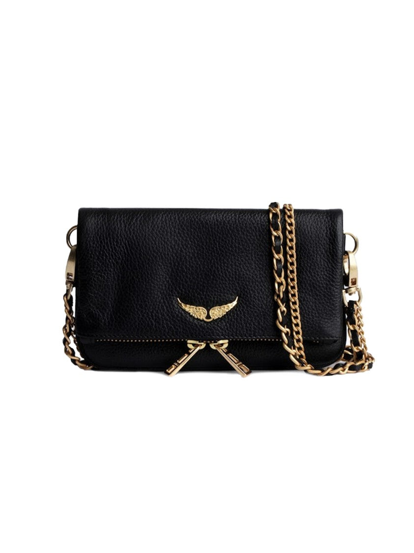 Zadig & Voltaire Textured Black Leather Shoulder Bag