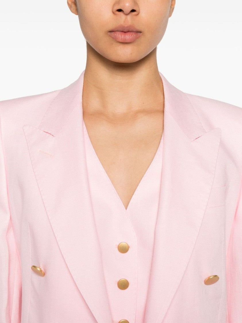 Tagliatore Tailored Double-Breasted Suit Jacket With Gold-Tone Accents