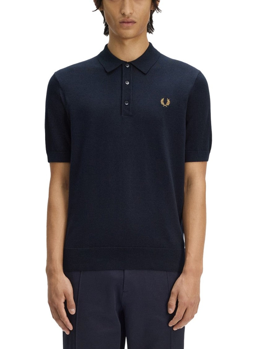 Fred Perry Knitted Cotton Laurel Wreath Polo Shirt
